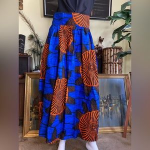 Handmade Tiki Polynesian Hawaiian long maxi skirt pleated tropical oasis aloha